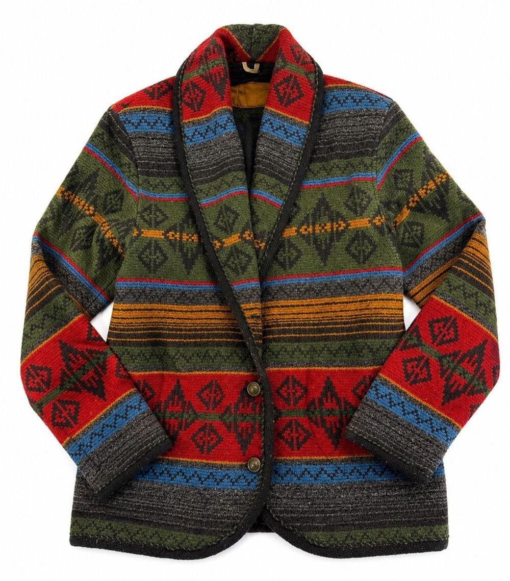 Woolrich Vintage Wool Blanket Coat Nordic Aztec Southwestern Women’s Size Small